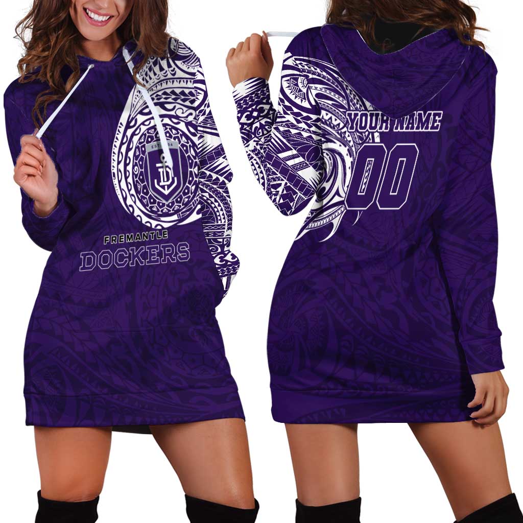 Personalized Fremantle Dockers Polynesian Hoodie Dress Tribal Chest and Sleeve Tattoo Heritage Warrior