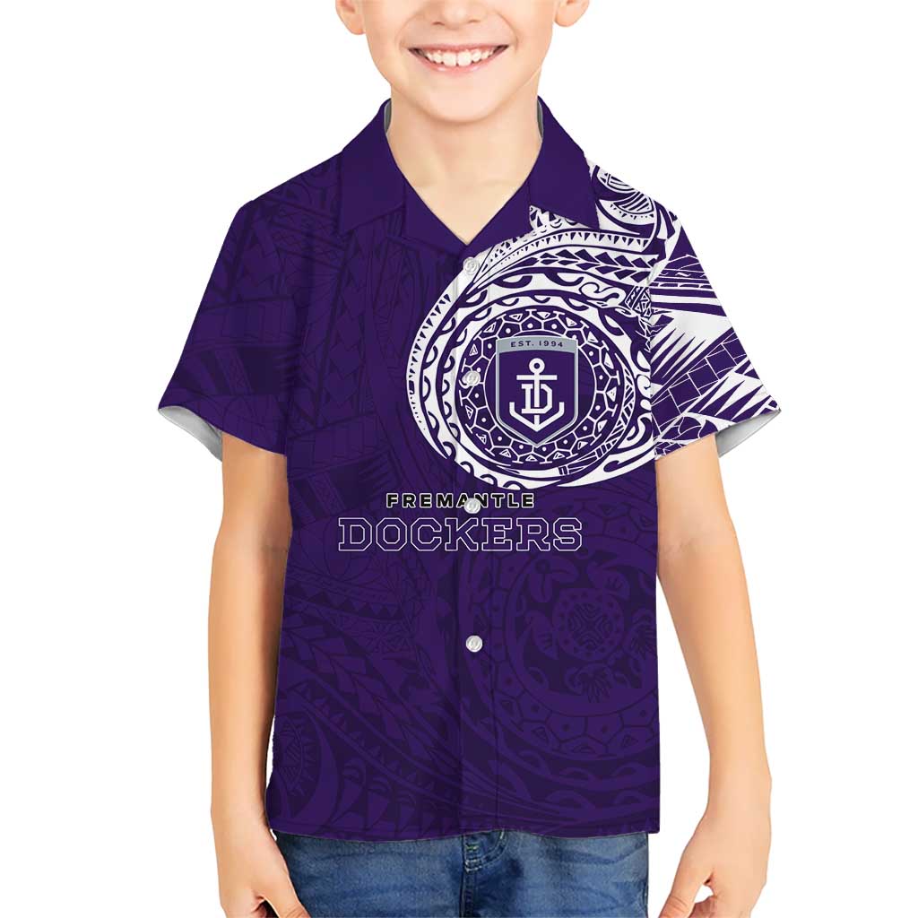 Personalized Fremantle Dockers Polynesian Kid Hawaiian Shirt Tribal Chest and Sleeve Tattoo Heritage Warrior