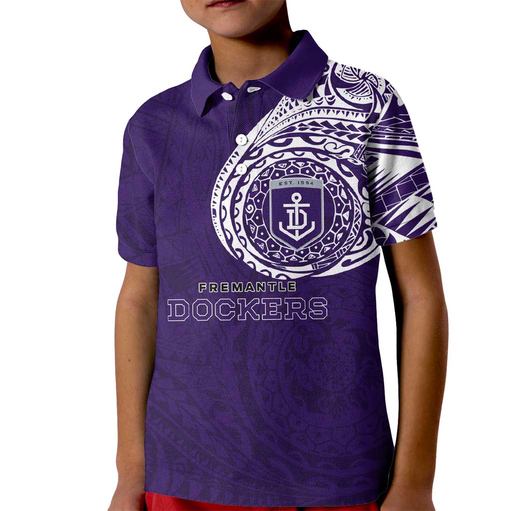 Personalized Fremantle Dockers Polynesian Kid Polo Shirt Tribal Chest and Sleeve Tattoo Heritage Warrior