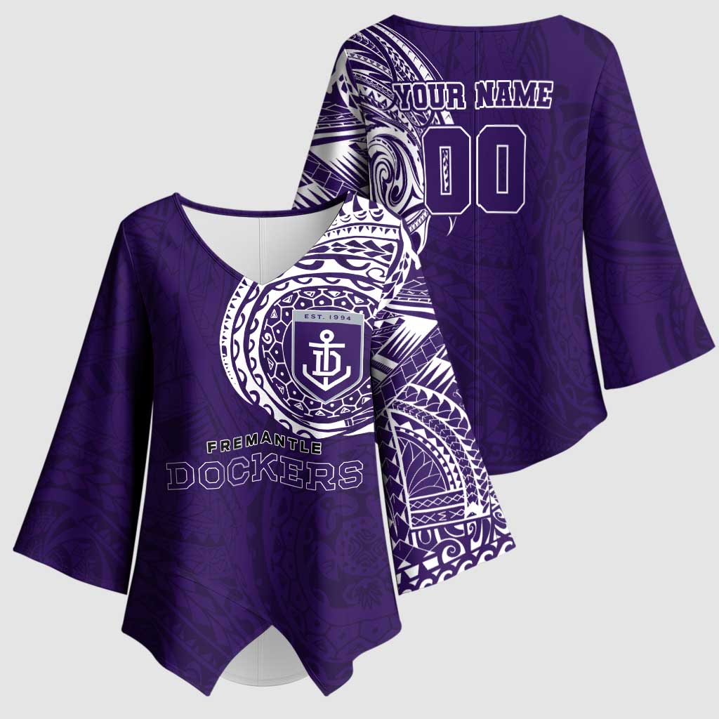 Personalized Fremantle Dockers Polynesian Kimono Sleeve Blouse Tribal Chest and Sleeve Tattoo Heritage Warrior