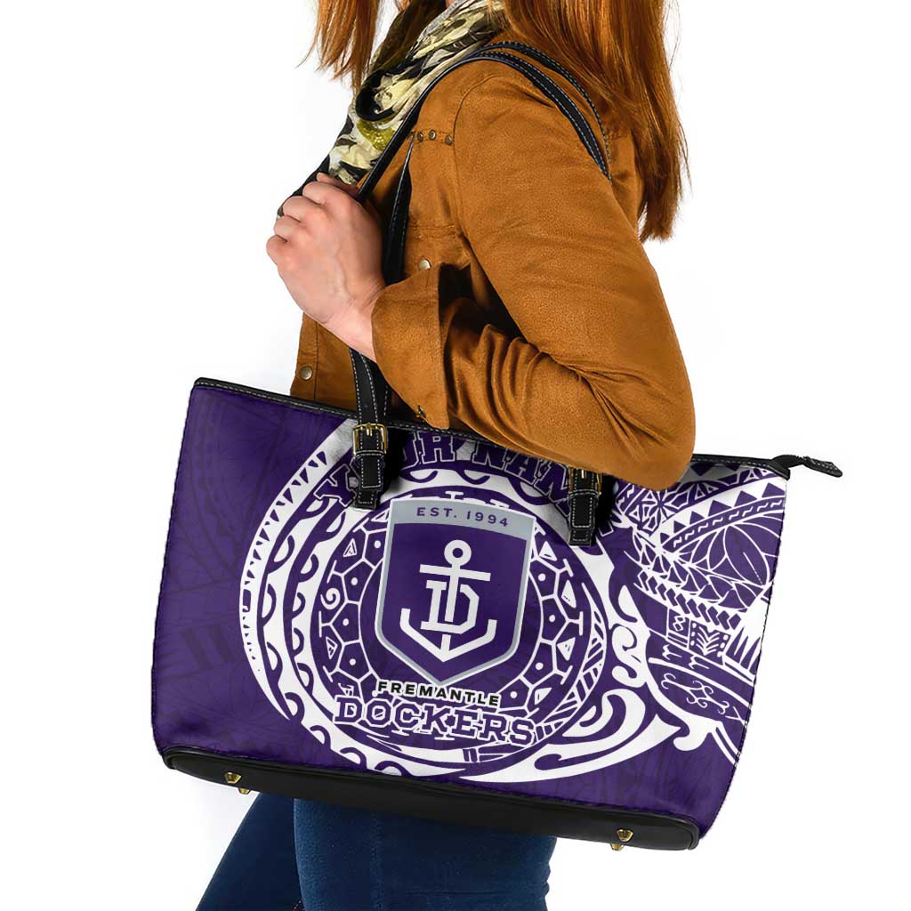 Personalized Fremantle Dockers Polynesian Leather Tote Bag Tribal Chest and Sleeve Tattoo Heritage Warrior