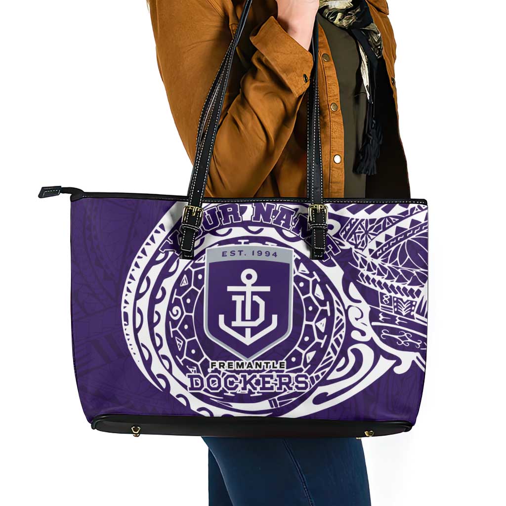 Personalized Fremantle Dockers Polynesian Leather Tote Bag Tribal Chest and Sleeve Tattoo Heritage Warrior