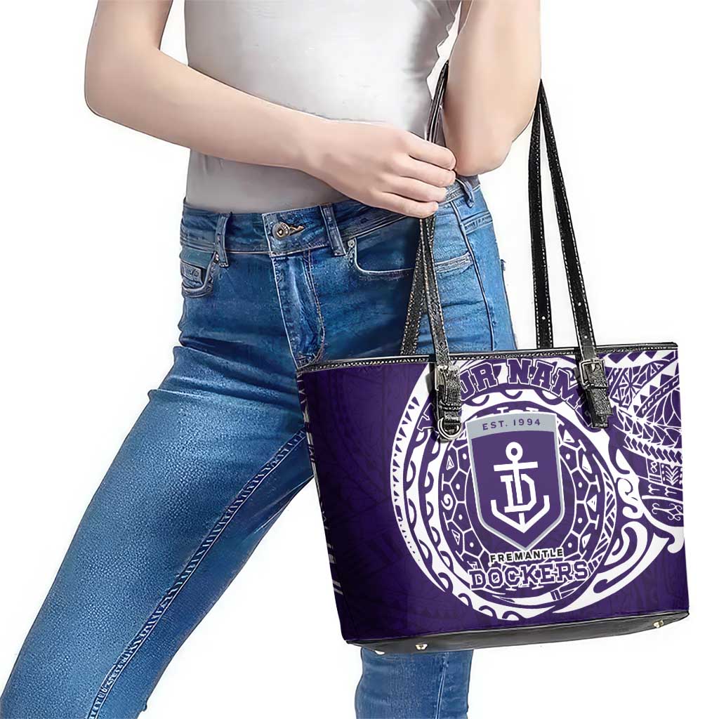 Personalized Fremantle Dockers Polynesian Leather Tote Bag Tribal Chest and Sleeve Tattoo Heritage Warrior