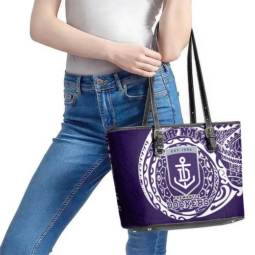 Personalized Fremantle Dockers Polynesian Leather Tote Bag Tribal Chest and Sleeve Tattoo Heritage Warrior