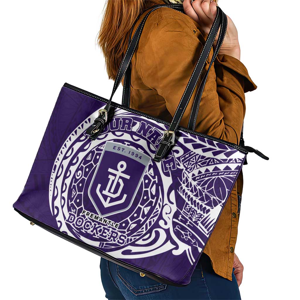 Personalized Fremantle Dockers Polynesian Leather Tote Bag Tribal Chest and Sleeve Tattoo Heritage Warrior