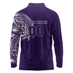 Personalized Fremantle Dockers Polynesian Long Sleeve Polo Shirt Tribal Chest and Sleeve Tattoo Heritage Warrior