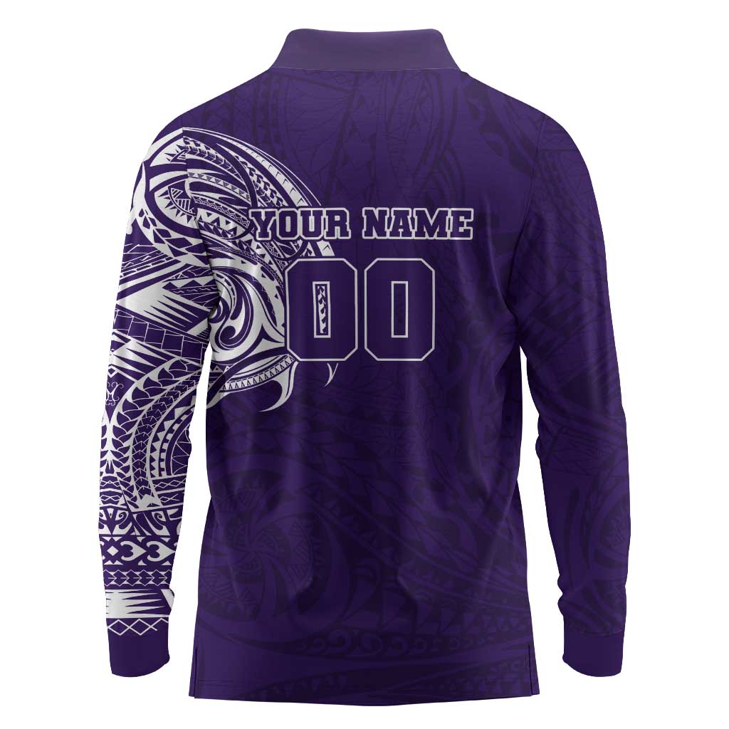 Personalized Fremantle Dockers Polynesian Long Sleeve Polo Shirt Tribal Chest and Sleeve Tattoo Heritage Warrior