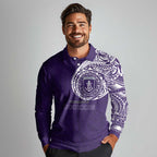 Personalized Fremantle Dockers Polynesian Long Sleeve Polo Shirt Tribal Chest and Sleeve Tattoo Heritage Warrior