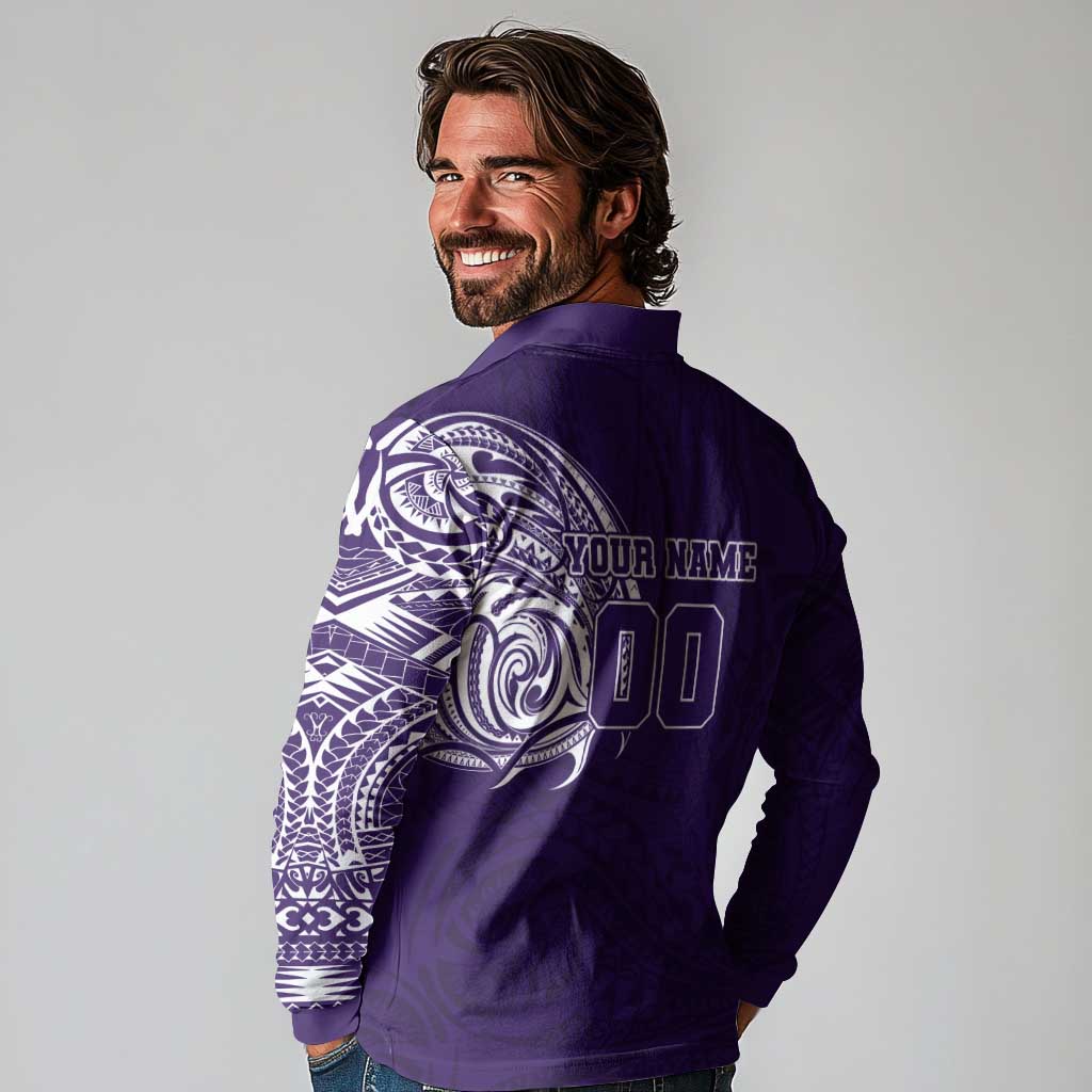 Personalized Fremantle Dockers Polynesian Long Sleeve Polo Shirt Tribal Chest and Sleeve Tattoo Heritage Warrior