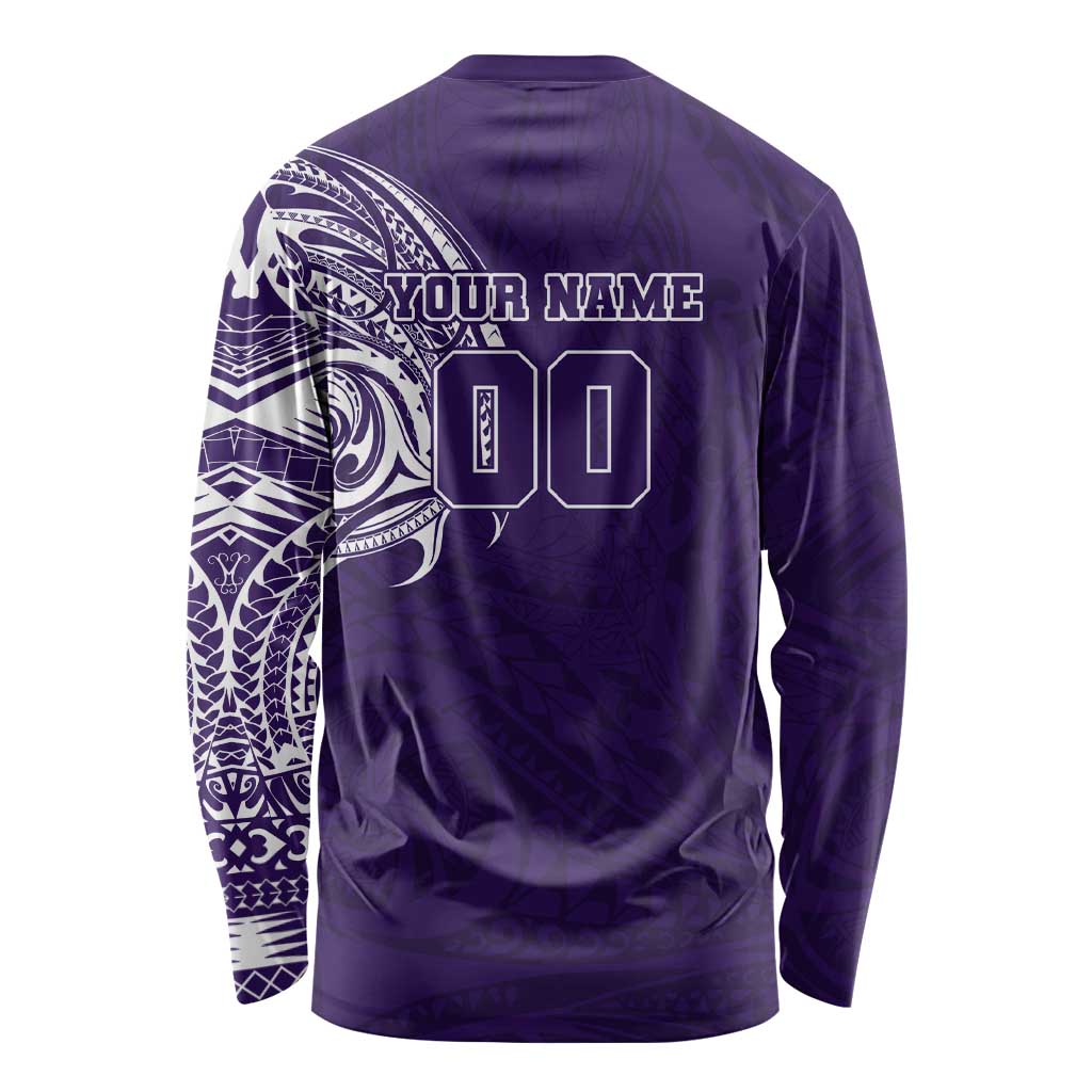 Personalized Fremantle Dockers Polynesian Long Sleeve Shirt Tribal Chest and Sleeve Tattoo Heritage Warrior