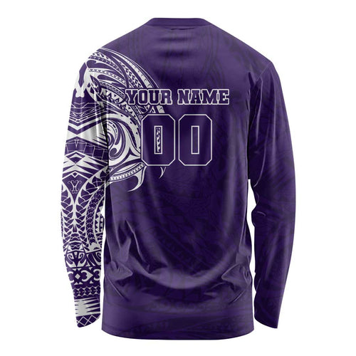 Personalized Fremantle Dockers Polynesian Long Sleeve Shirt Tribal Chest and Sleeve Tattoo Heritage Warrior