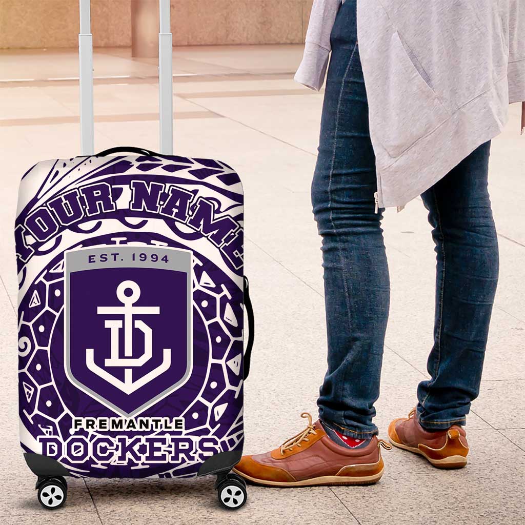 Personalized Fremantle Dockers Polynesian Luggage Cover Tribal Chest and Sleeve Tattoo Heritage Warrior