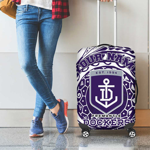 Personalized Fremantle Dockers Polynesian Luggage Cover Tribal Chest and Sleeve Tattoo Heritage Warrior
