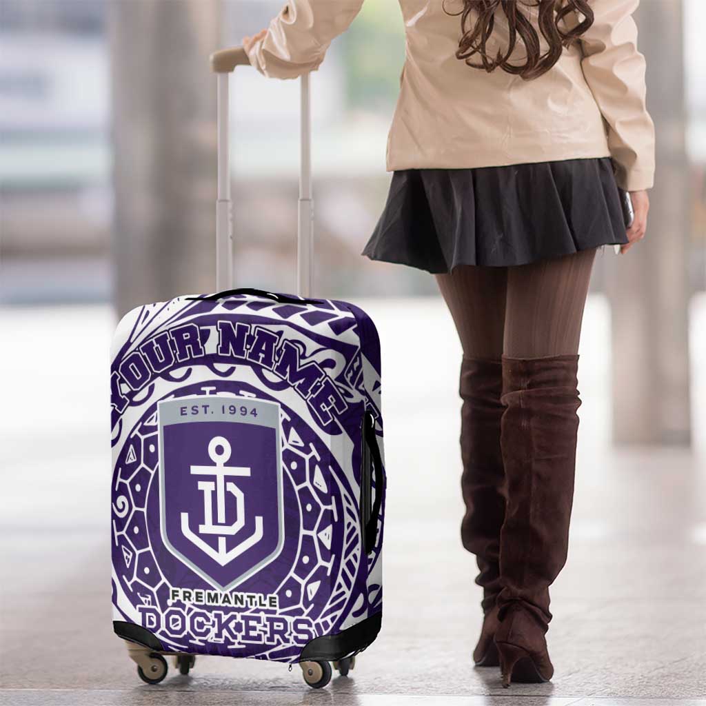 Personalized Fremantle Dockers Polynesian Luggage Cover Tribal Chest and Sleeve Tattoo Heritage Warrior