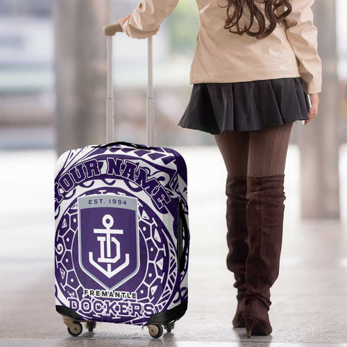 Personalized Fremantle Dockers Polynesian Luggage Cover Tribal Chest and Sleeve Tattoo Heritage Warrior