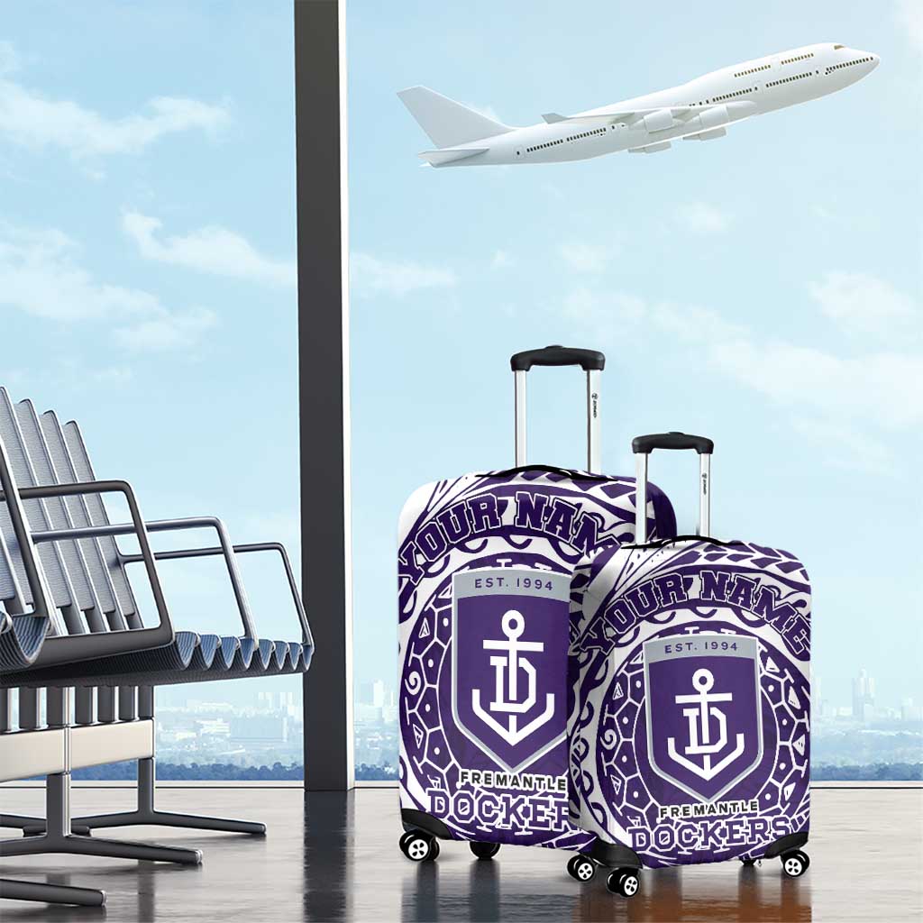 Personalized Fremantle Dockers Polynesian Luggage Cover Tribal Chest and Sleeve Tattoo Heritage Warrior