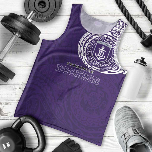 Personalized Fremantle Dockers Polynesian Men Tank Top Tribal Chest and Sleeve Tattoo Heritage Warrior