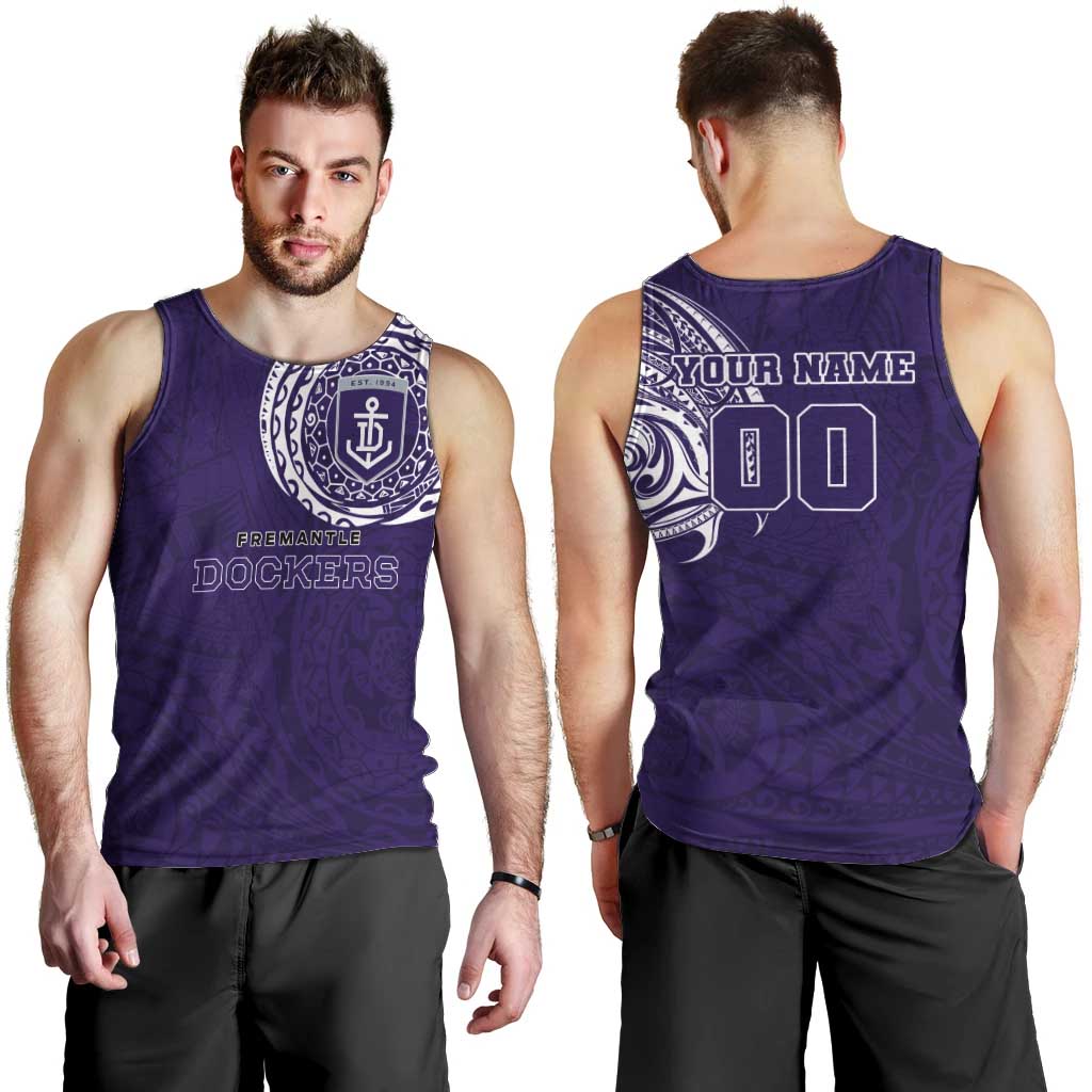 Personalized Fremantle Dockers Polynesian Men Tank Top Tribal Chest and Sleeve Tattoo Heritage Warrior