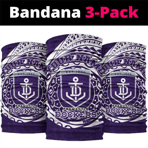 Personalized Fremantle Dockers Polynesian Neck Gaiter Tribal Chest and Sleeve Tattoo Heritage Warrior