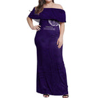 Personalized Fremantle Dockers Polynesian Off Shoulder Maxi Dress Tribal Chest and Sleeve Tattoo Heritage Warrior