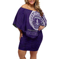 Personalized Fremantle Dockers Polynesian Off Shoulder Short Dress Tribal Chest and Sleeve Tattoo Heritage Warrior