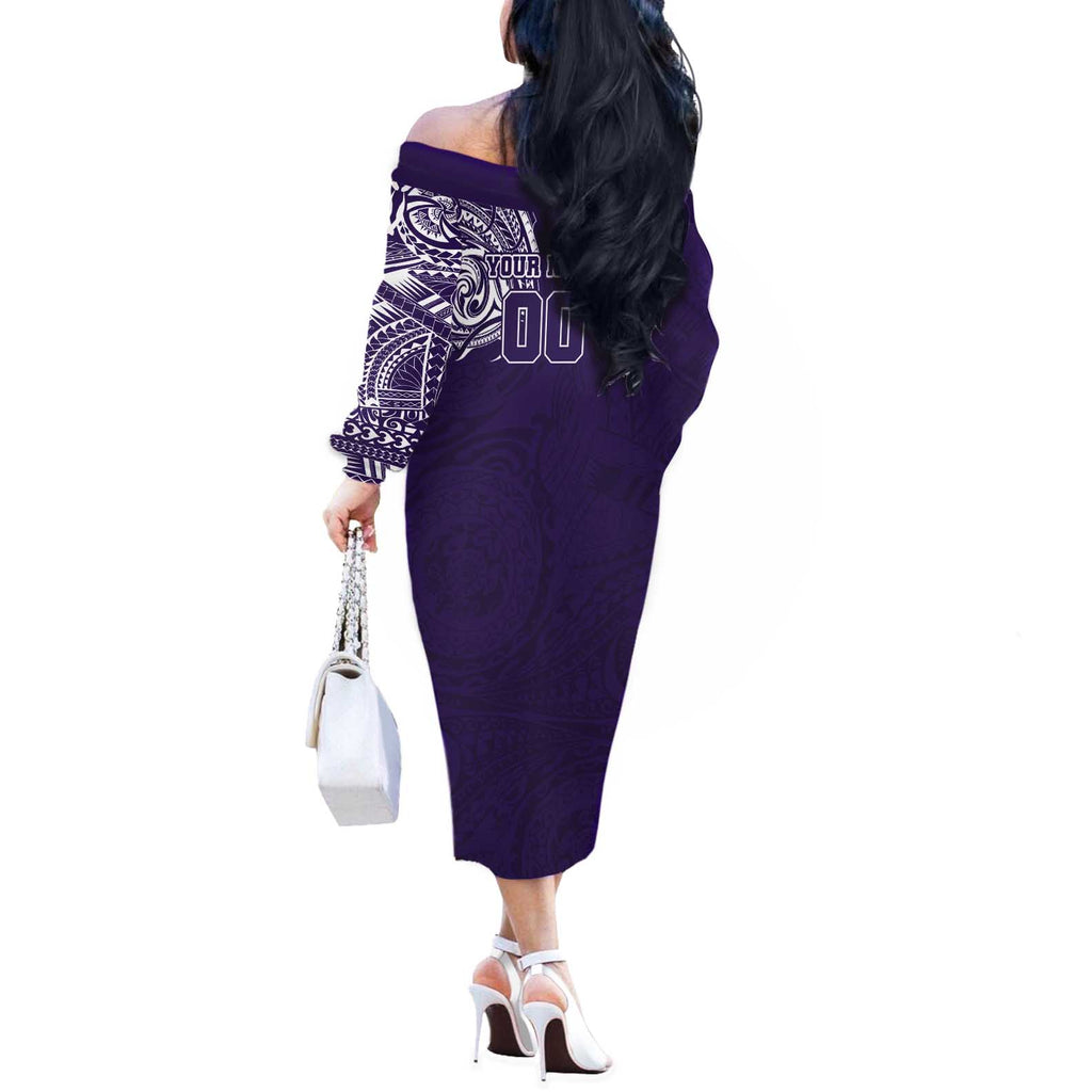 Personalized Fremantle Dockers Polynesian Off The Shoulder Long Sleeve Dress Tribal Chest and Sleeve Tattoo Heritage Warrior