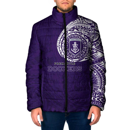 Personalized Fremantle Dockers Polynesian Padded Jacket Tribal Chest and Sleeve Tattoo Heritage Warrior