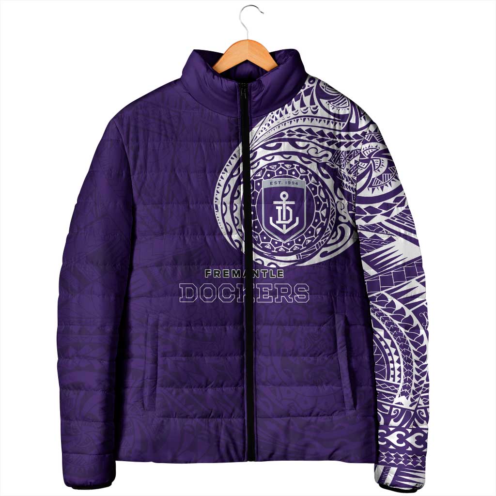 Personalized Fremantle Dockers Polynesian Padded Jacket Tribal Chest and Sleeve Tattoo Heritage Warrior
