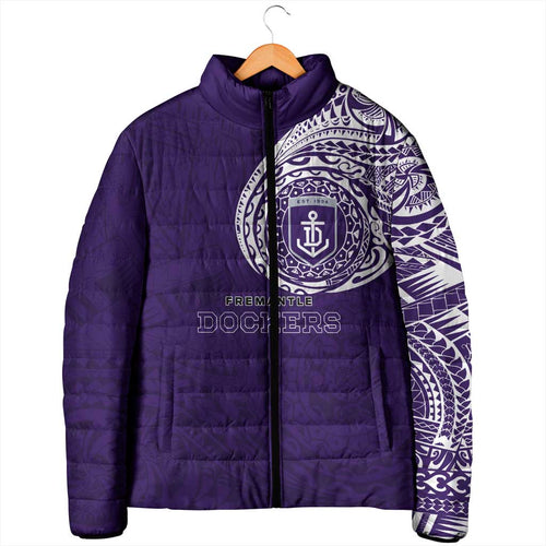 Personalized Fremantle Dockers Polynesian Padded Jacket Tribal Chest and Sleeve Tattoo Heritage Warrior