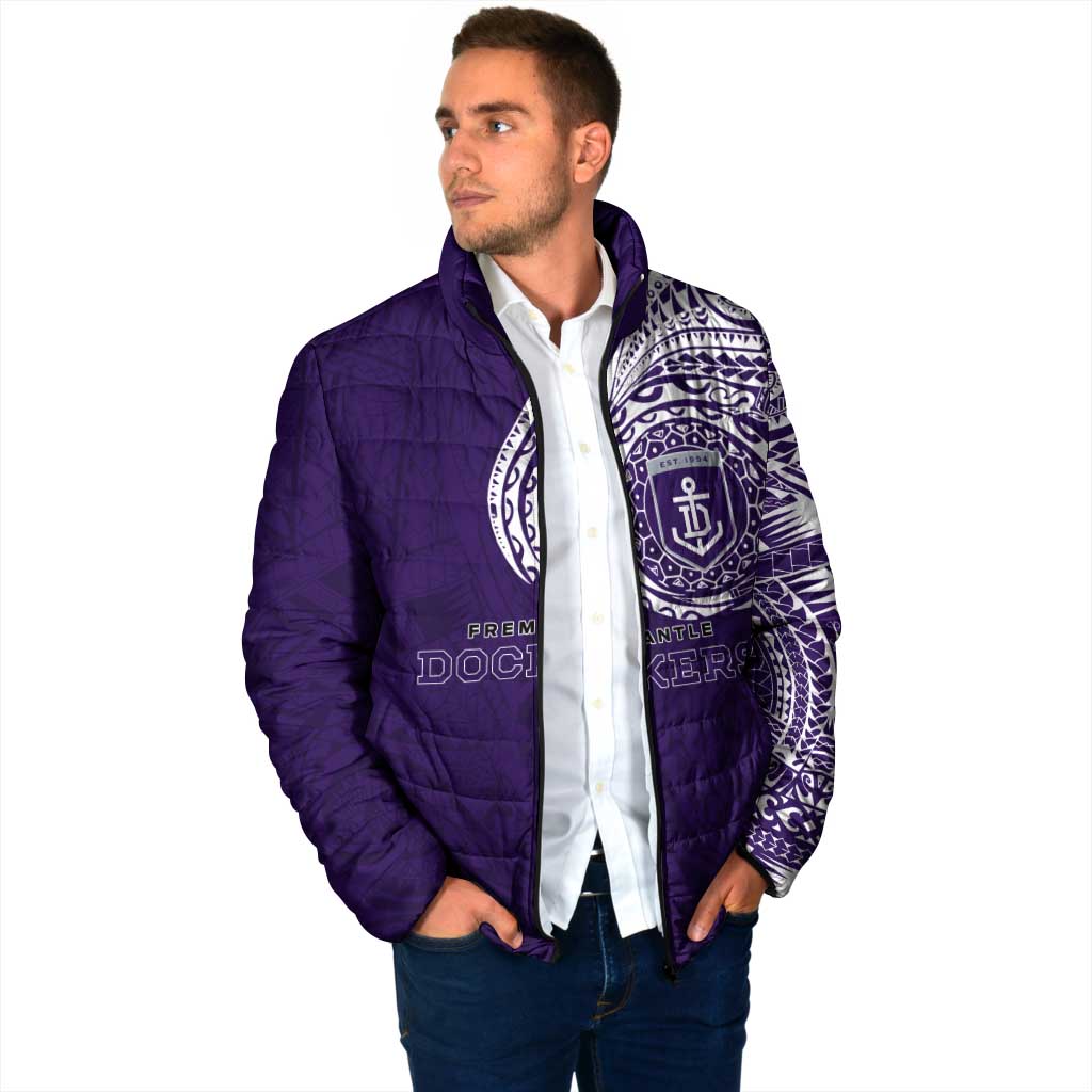 Personalized Fremantle Dockers Polynesian Padded Jacket Tribal Chest and Sleeve Tattoo Heritage Warrior