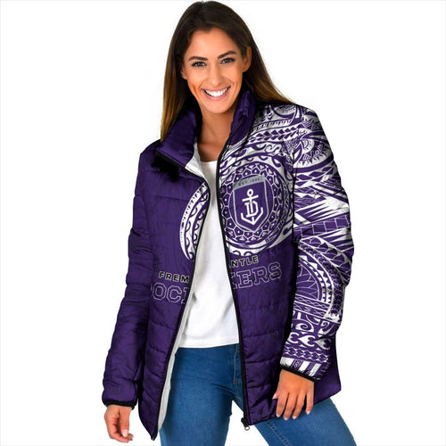 Personalized Fremantle Dockers Polynesian Padded Jacket Tribal Chest and Sleeve Tattoo Heritage Warrior