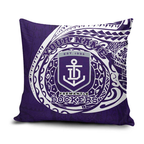 Personalized Fremantle Dockers Polynesian Pillow Cover Tribal Chest and Sleeve Tattoo Heritage Warrior
