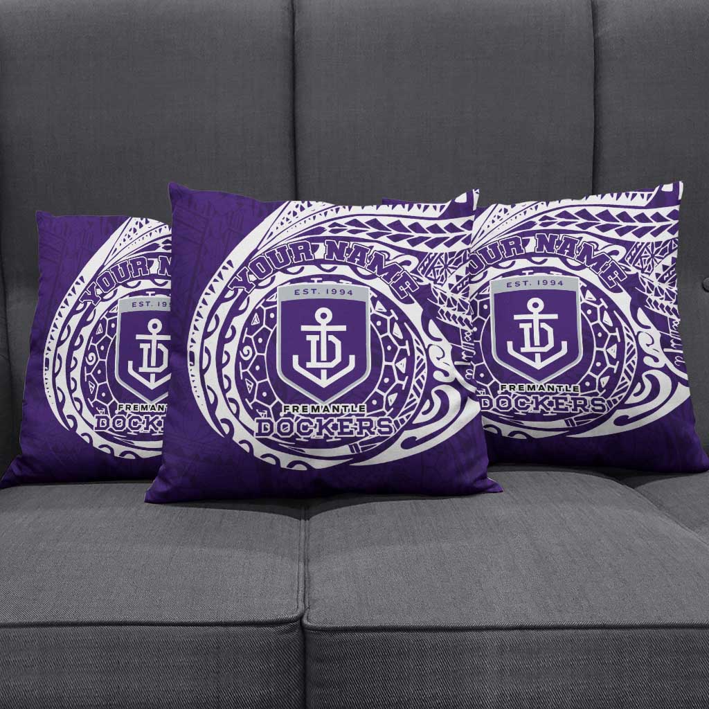 Personalized Fremantle Dockers Polynesian Pillow Cover Tribal Chest and Sleeve Tattoo Heritage Warrior