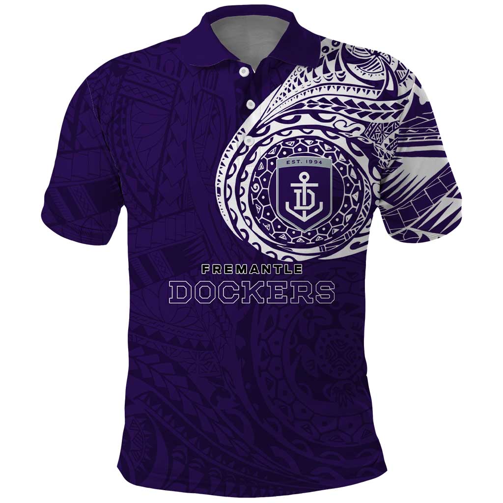 Personalized Fremantle Dockers Polynesian Polo Shirt Tribal Chest and Sleeve Tattoo Heritage Warrior