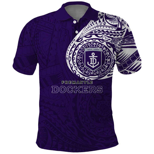 Personalized Fremantle Dockers Polynesian Polo Shirt Tribal Chest and Sleeve Tattoo Heritage Warrior