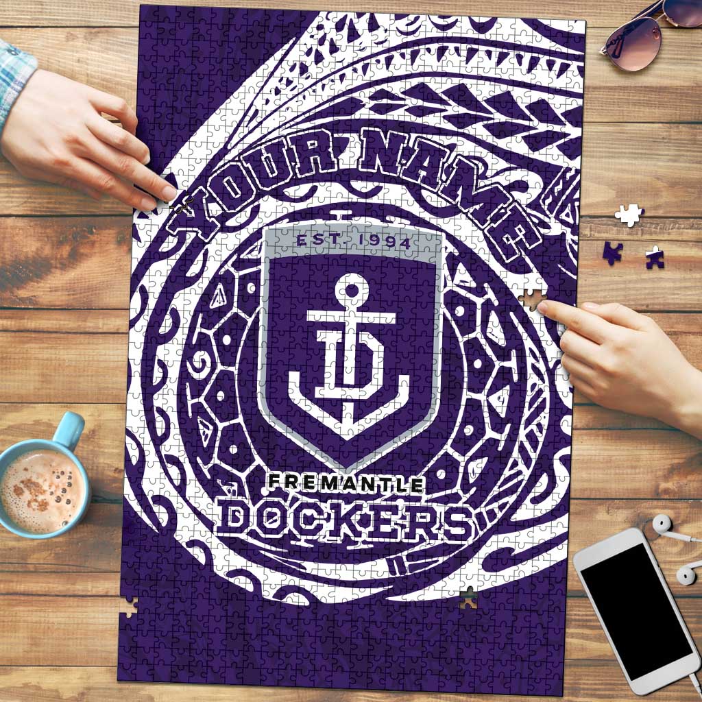 Personalized Fremantle Dockers Polynesian Puzzle Tribal Chest and Sleeve Tattoo Heritage Warrior