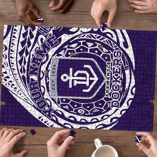 Personalized Fremantle Dockers Polynesian Puzzle Tribal Chest and Sleeve Tattoo Heritage Warrior