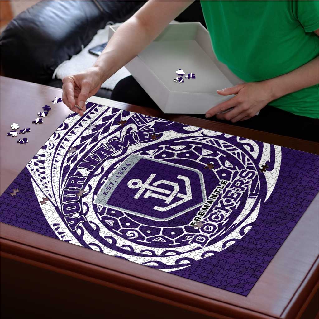 Personalized Fremantle Dockers Polynesian Puzzle Tribal Chest and Sleeve Tattoo Heritage Warrior