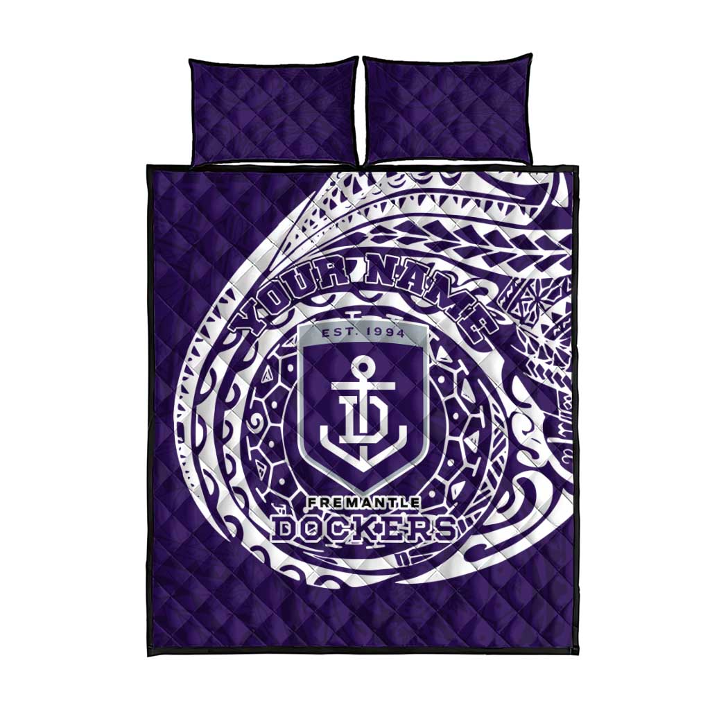 Personalized Fremantle Dockers Polynesian Quilt Bed Set Tribal Chest and Sleeve Tattoo Heritage Warrior