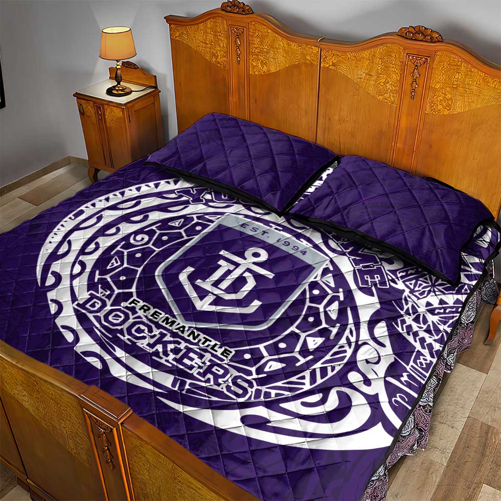 Personalized Fremantle Dockers Polynesian Quilt Bed Set Tribal Chest and Sleeve Tattoo Heritage Warrior