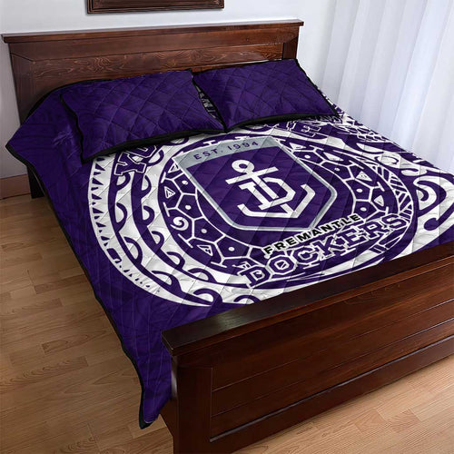 Personalized Fremantle Dockers Polynesian Quilt Bed Set Tribal Chest and Sleeve Tattoo Heritage Warrior