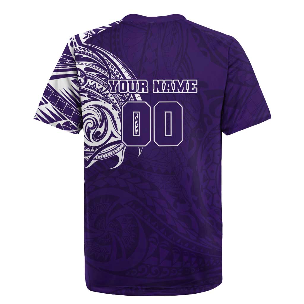 Personalized Fremantle Dockers Polynesian Rugby Jersey Tribal Chest and Sleeve Tattoo Heritage Warrior
