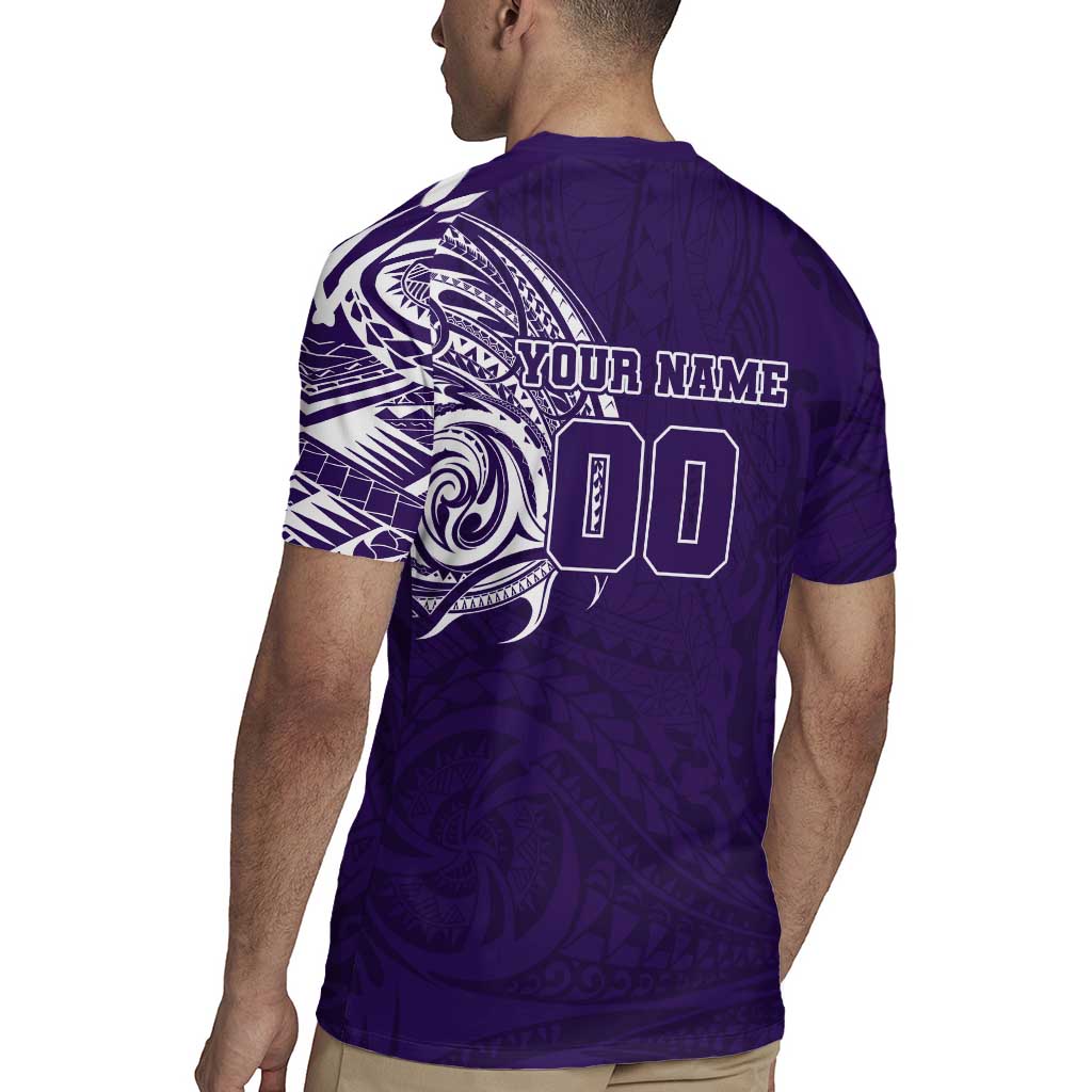 Personalized Fremantle Dockers Polynesian Rugby Jersey Tribal Chest and Sleeve Tattoo Heritage Warrior