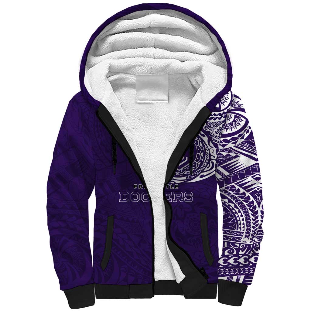 Personalized Fremantle Dockers Polynesian Sherpa Hoodie Tribal Chest and Sleeve Tattoo Heritage Warrior