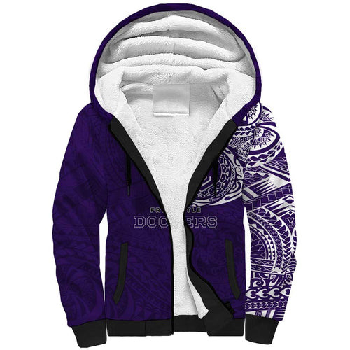 Personalized Fremantle Dockers Polynesian Sherpa Hoodie Tribal Chest and Sleeve Tattoo Heritage Warrior