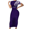 Personalized Fremantle Dockers Polynesian Short Sleeve Bodycon Dress Tribal Chest and Sleeve Tattoo Heritage Warrior