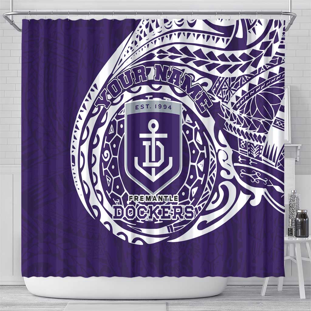 Personalized Fremantle Dockers Polynesian Shower Curtain Tribal Chest and Sleeve Tattoo Heritage Warrior
