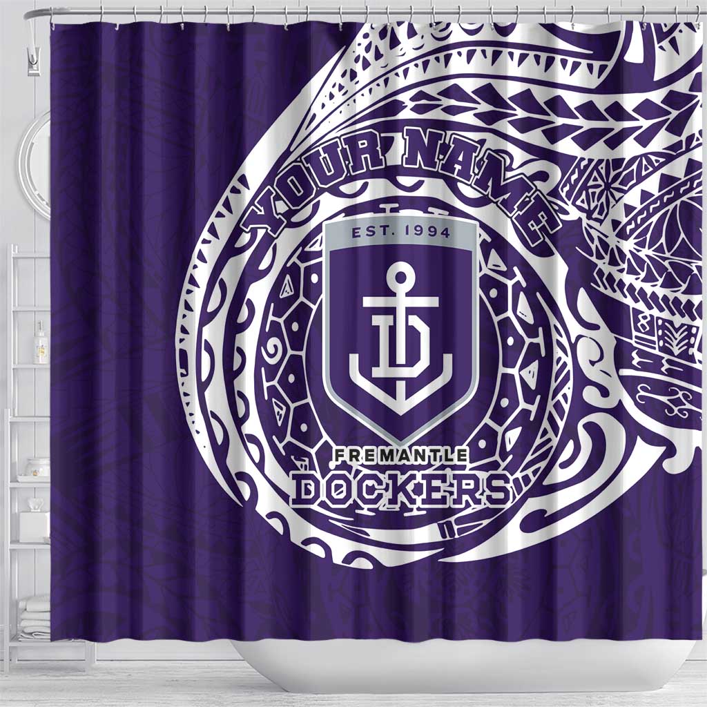 Personalized Fremantle Dockers Polynesian Shower Curtain Tribal Chest and Sleeve Tattoo Heritage Warrior