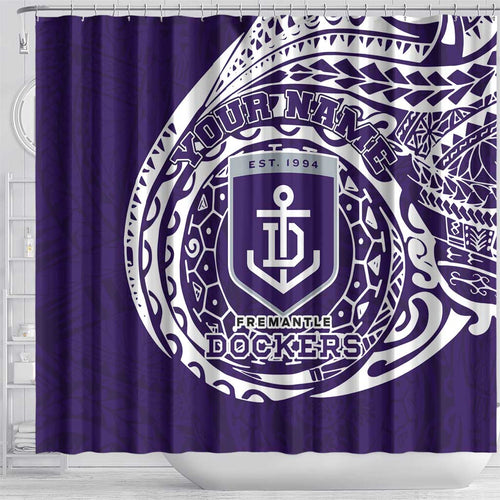 Personalized Fremantle Dockers Polynesian Shower Curtain Tribal Chest and Sleeve Tattoo Heritage Warrior