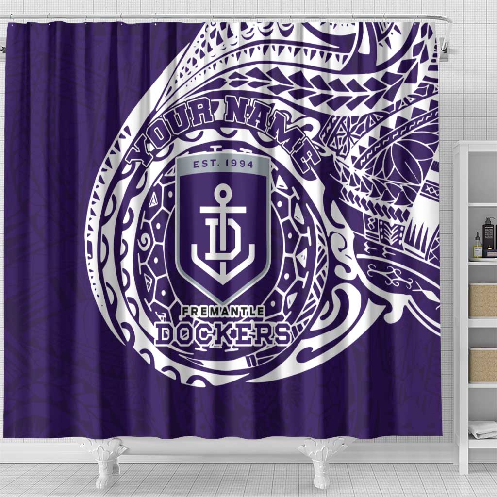 Personalized Fremantle Dockers Polynesian Shower Curtain Tribal Chest and Sleeve Tattoo Heritage Warrior